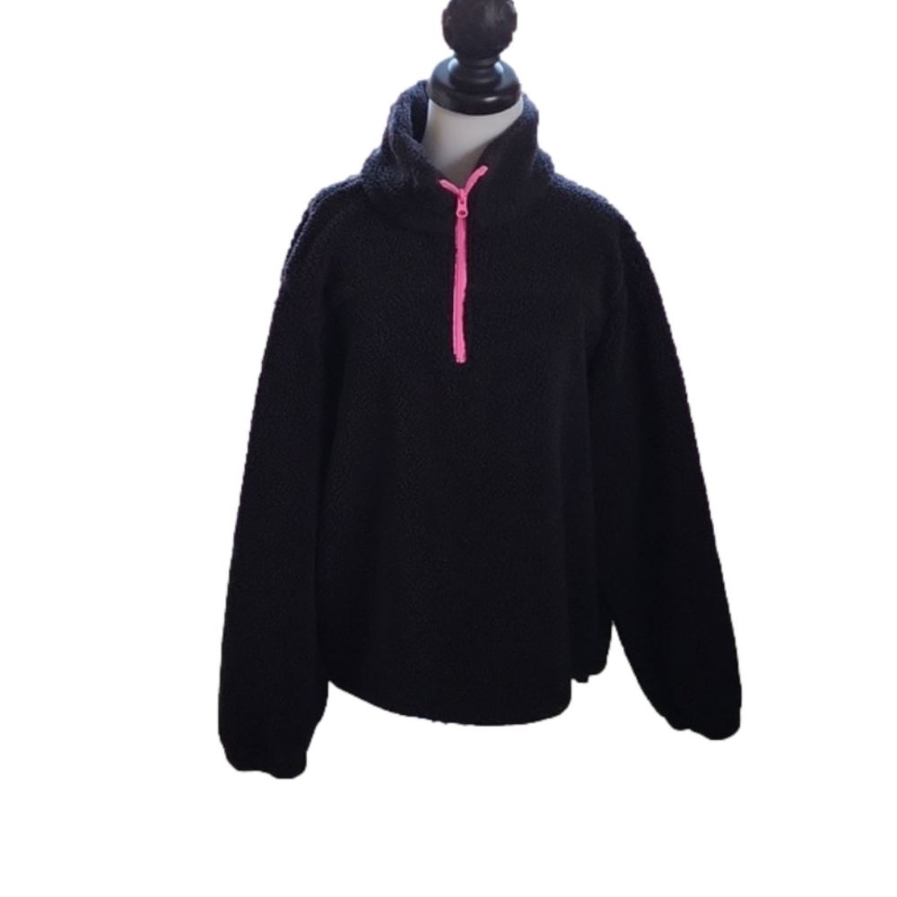 Betsey Johnson Performace Fleece, Size Large, Black and Pink